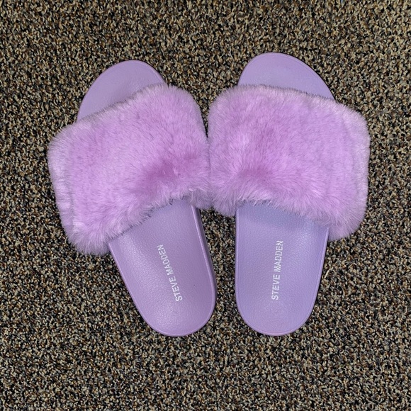 purple fluffy slides